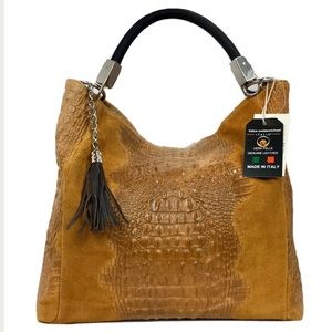 Kidus woldemichael made in Italy croc suede hobo